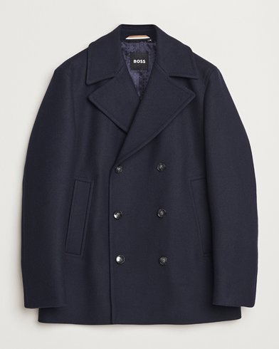 BOSS BLACK Clay Wool Peacoat Dark Blue at CareOfCarl