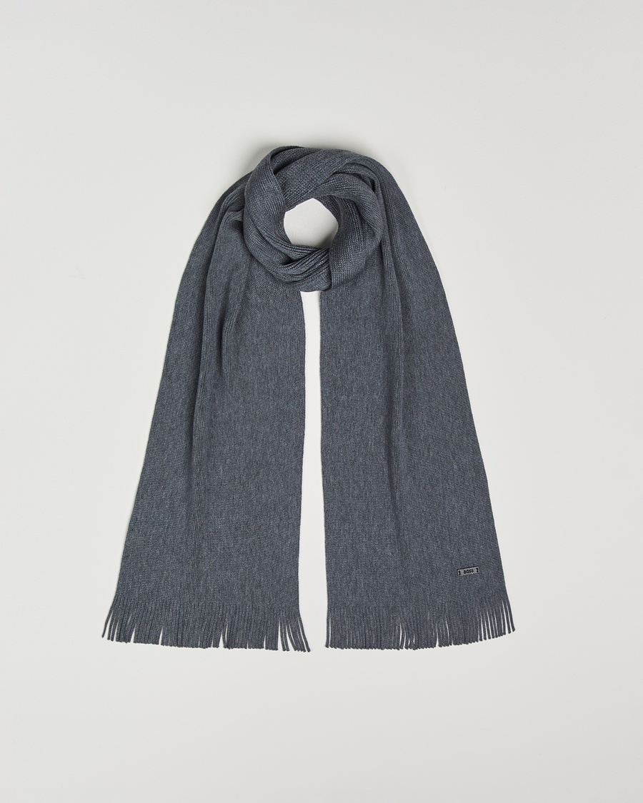 BOSS BLACK Albas Wool Scarf Medium Grey – Grey