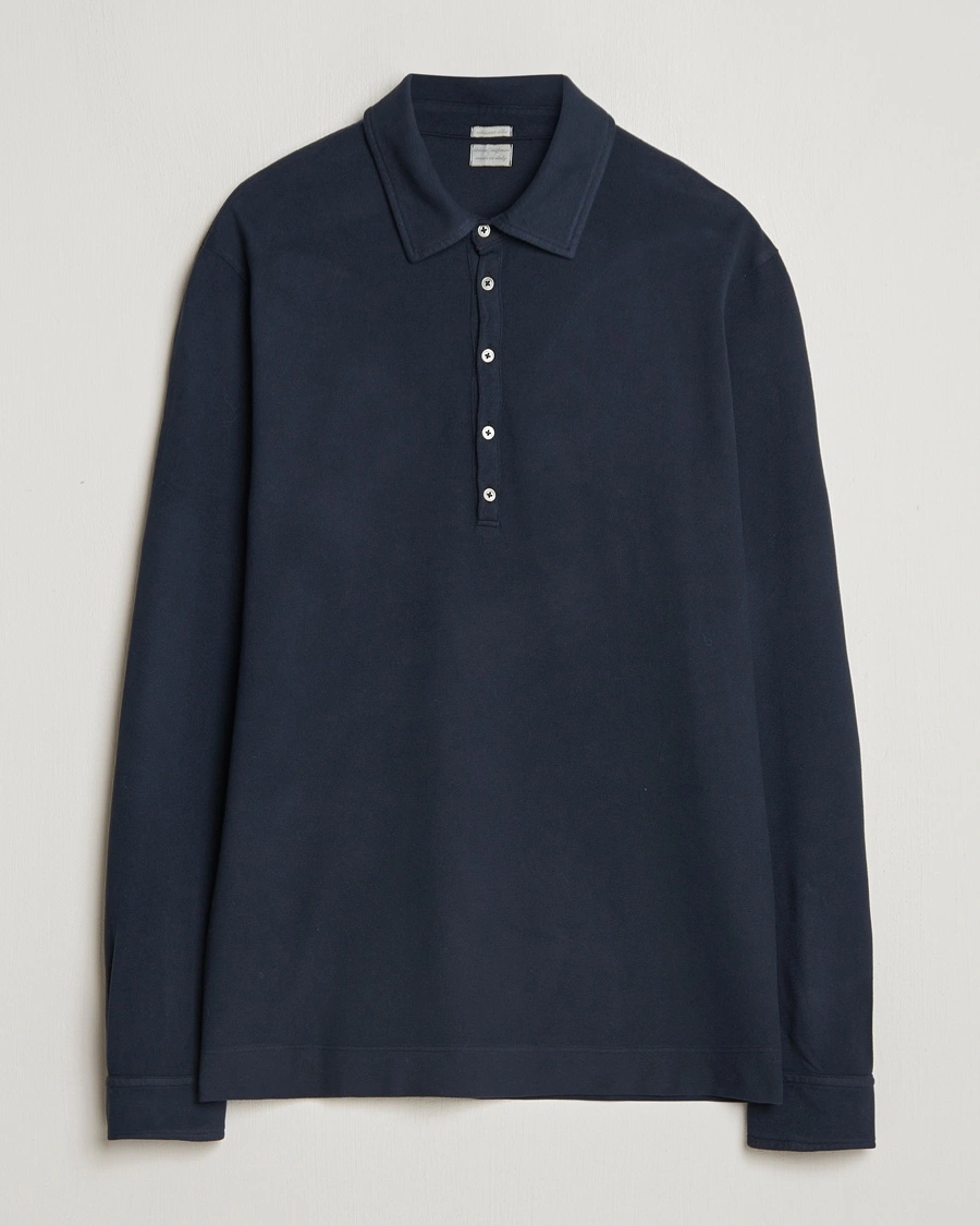 Massimo Alba Ischia Cotton/Cashmere Long Sleeve Polo Navy – Blue
