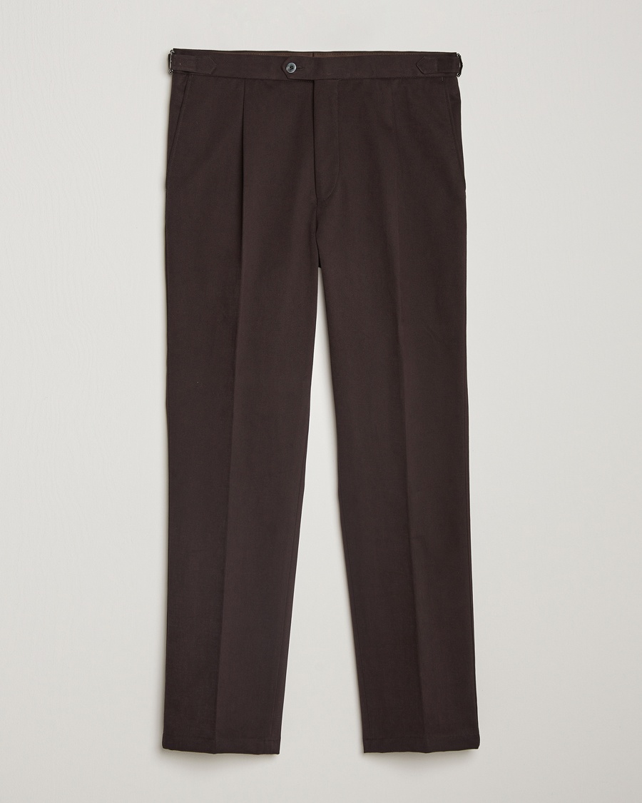 Oscar Jacobson Delon Brushed Cotton Trousers Brown – Brown