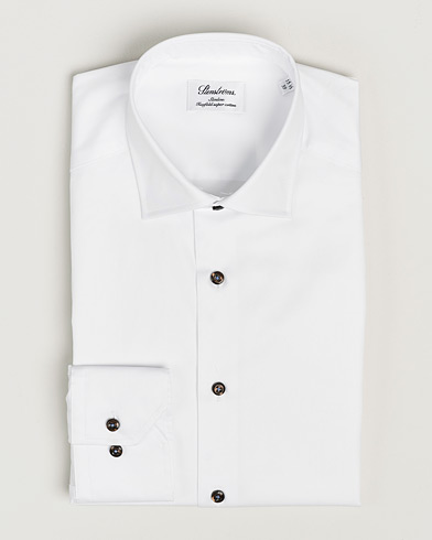  Slimline Cut Away Contrast Button Shirt White/Brown