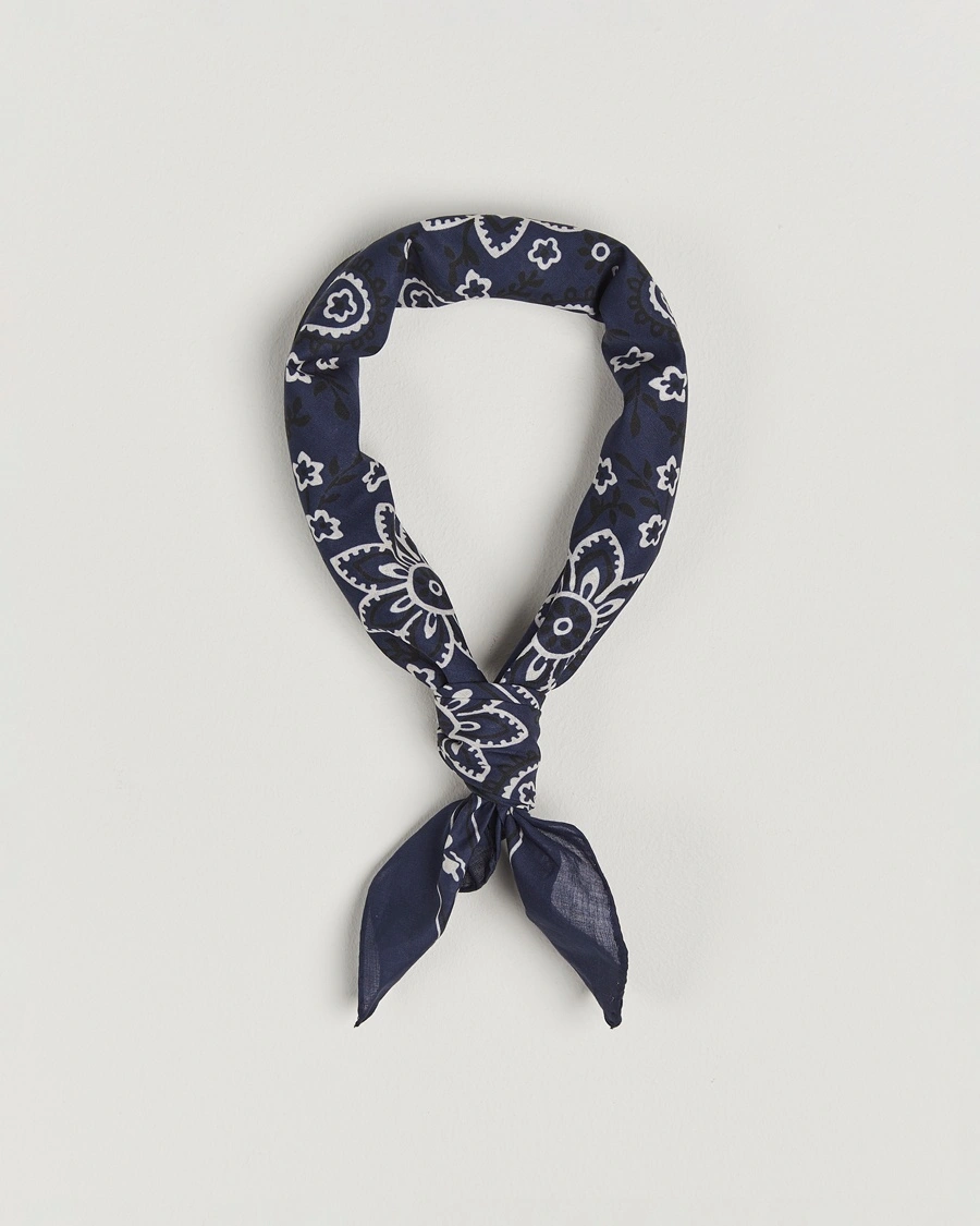 Drake's Classic Paisley Bandana Navy – Blue