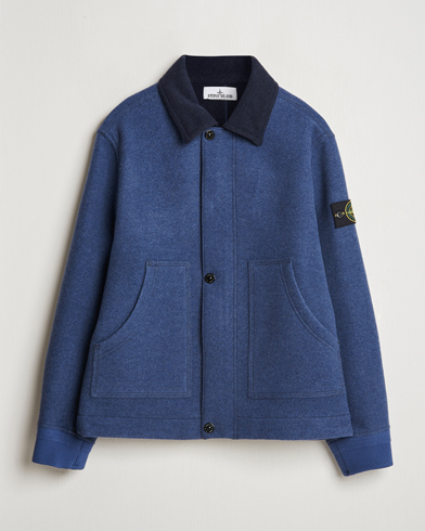 Stone Island Panno Speciale Wool Nylon Jacket Royal Blue at CareOfCarl.com