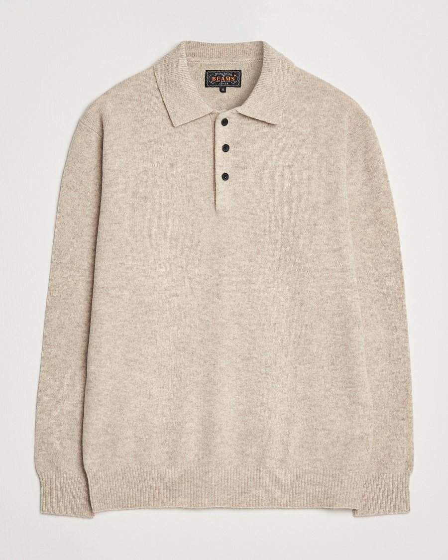 BEAMS PLUS Knitted Wool Polo Beige – Beige