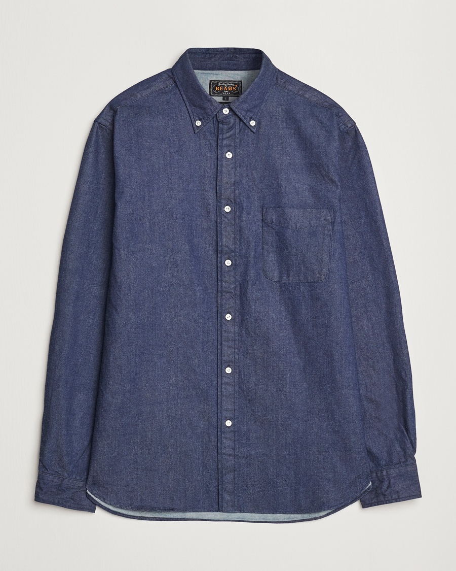 BEAMS PLUS Denim Button Down Shirt Dark Indigo – Blue