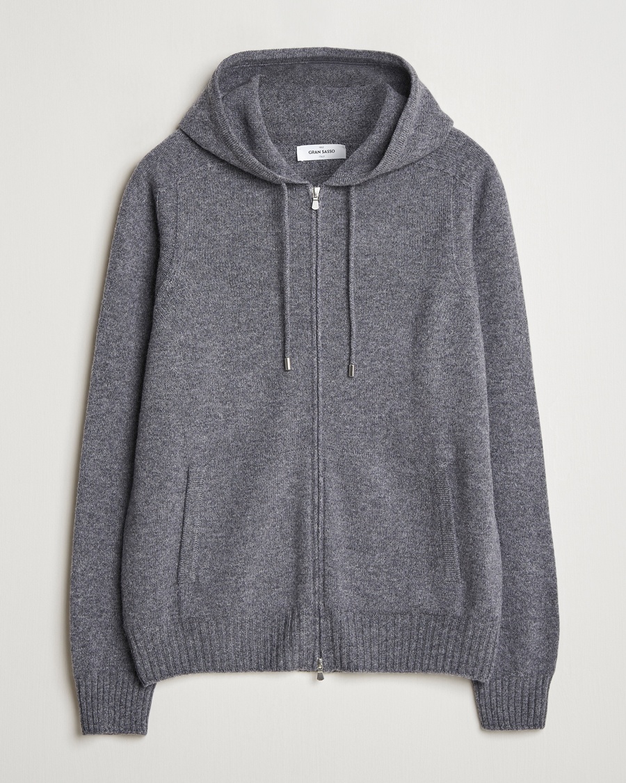 Gran Sasso Full Zip Wool Hoodie Grey Melange – Grey