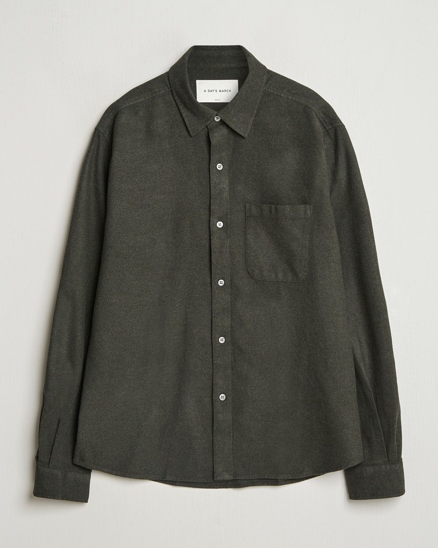 A Day's March Newark Flannel Shirt Dark Green – Green
