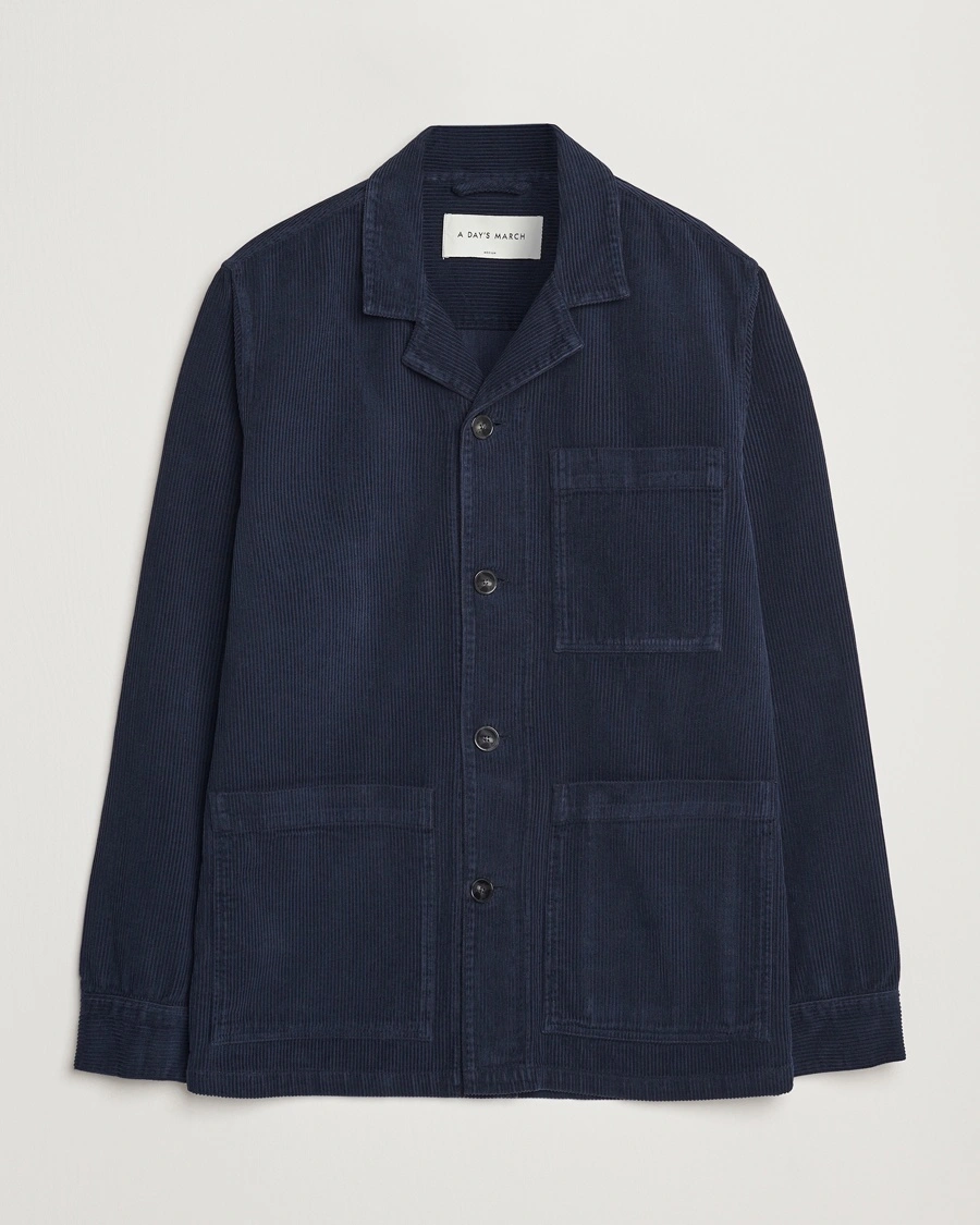 A Day's March Banagher Cord Overshirt Navy – Blue
