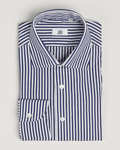  Striped Cut Away Cotton Shirt Navy