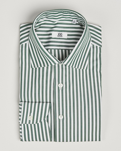  Striped Cut Away Cotton Shirt Green