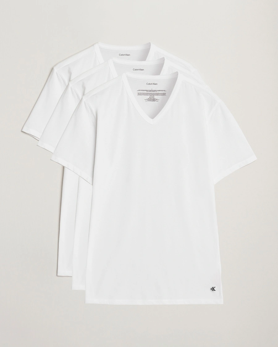 Calvin Klein 3-Pack Cotton Stretch V-Neck T-Shirt White – White