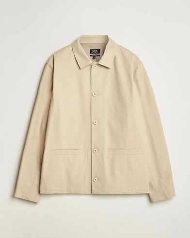  Rodney Textured Cotton Overshirt Beige