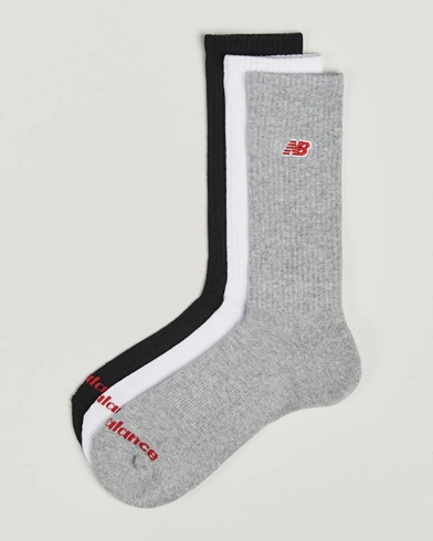 New Balance 3-Pack Patch Logo Socks White/Grey/Black – Black