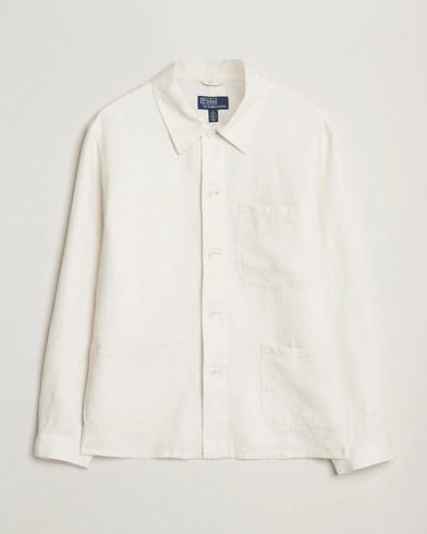 Polo Ralph Lauren Chore Linen Shirt Jacket Antique Cream – White