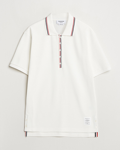Thom Browne Waffle Cotton Polo Natural White – White
