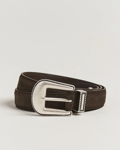 Anderson's Western Suede Belt 2,5 cm Dark Brown – Brown