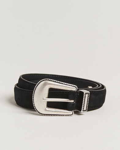 Anderson's Western Suede Belt 2,5 cm Black – Black