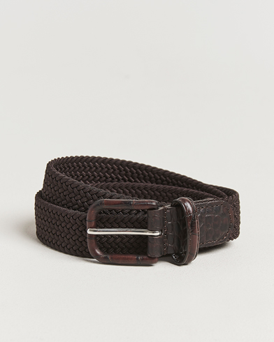 Anderson's Stretch Woven Leather Buckle 3 cm Belt Brown – Brown
