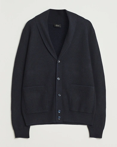 Brioni Wool/Cashmere Rib Cardigan Navy – Blue