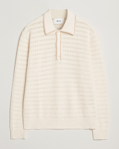 NN07 Josh Knitted Polo Ivory – White
