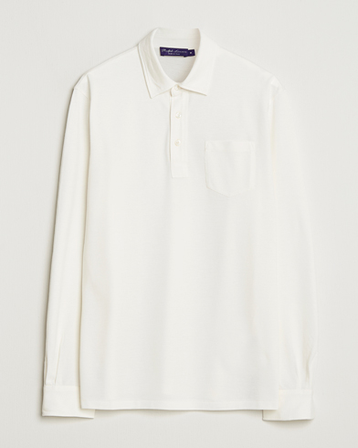 Ralph Lauren Purple Label Cotton/Cashmere Long Sleeve Polo Cream – White