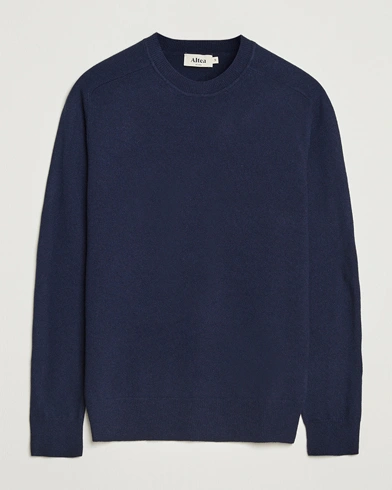 Altea Wool/Cashmere Crew Neck Pullover Navy – Blue