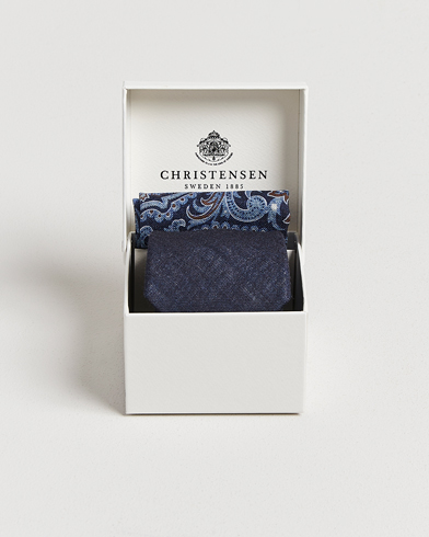 Amanda Christensen Box Set Wool 8 cm Tie And Pocket Square Navy – Blue
