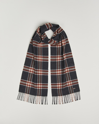 Eton Merino Wool Checked Scarf Dark Grey – Grey