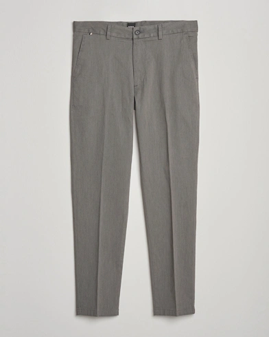 BOSS BLACK Kane Brushed Cotton Pleated Trousers Dark Grey – Grey