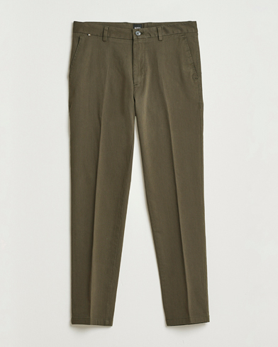 BOSS BLACK Kane Brushed Cotton Pleated Trousers Open Green – Green