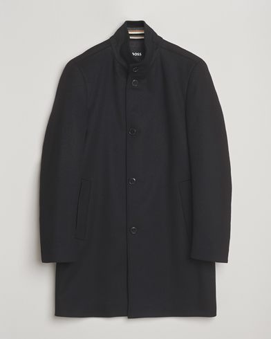 BOSS BLACK Hyde Stand Up Collar Coat Black – Black