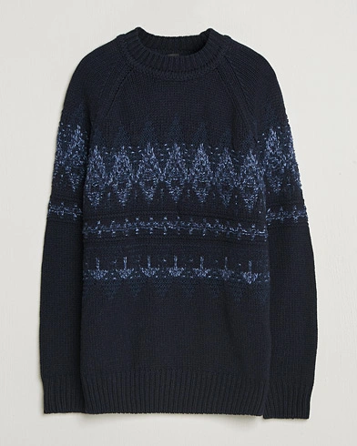 BOSS ORANGE Karombo Wool Fairisle Sweater Dark Blue – Blue
