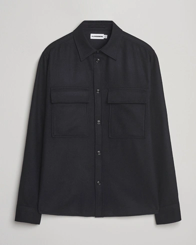 J.Lindeberg Flat Wool Overshirt Black – Black
