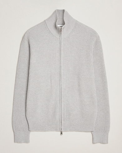 J.Lindeberg Alexis Cotton Full Zip Light Grey Melange – Grey