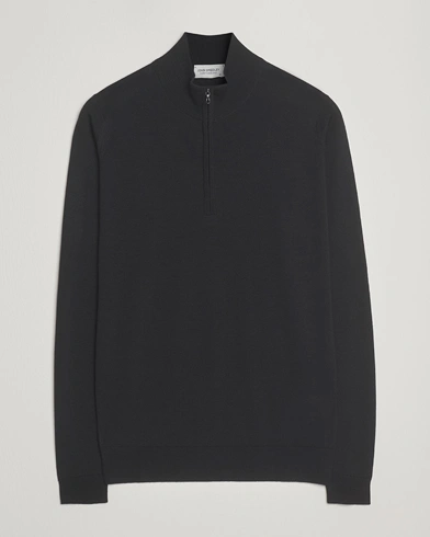 John Smedley Barrow Extra Fine Merino Half Zip Black – Black