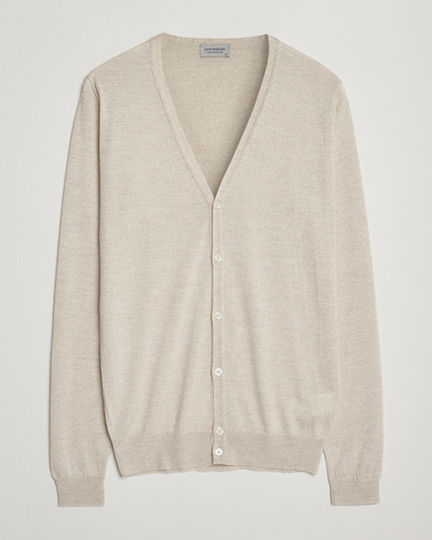 John Smedley Petworth Extra Fine Merino Cardigan Grey Fleece – Beige