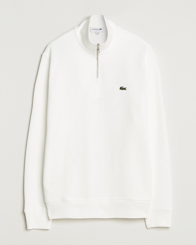 Lacoste Rib Interlock Half Zip Flour – White