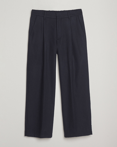 NN07 Kay Wool Pleated Pinstriped Trousers Navy Blue – Blue