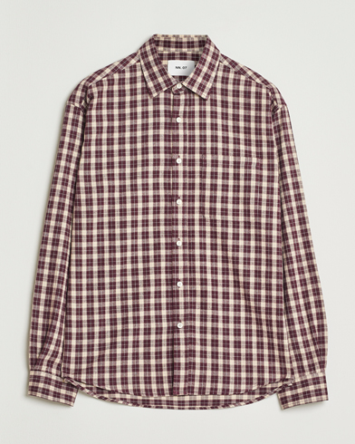 NN07 Deon Flannel Checked Shirt Wine Red – Red
