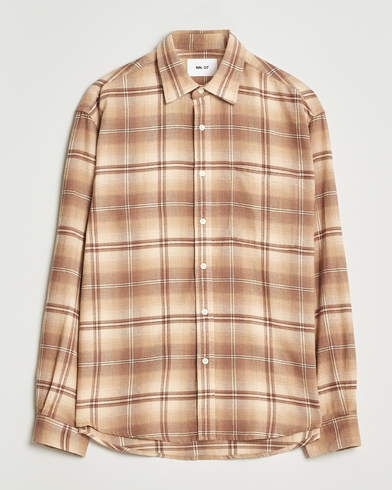 NN07 Deon Flannel Checked Shirt Camel – Brown