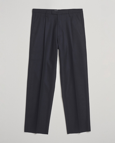 Boglioli Pleated Flannel Trousers Navy – Blue