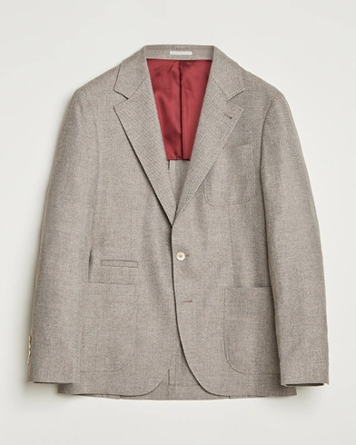 Brunello Cucinelli Single Breasted Wool/Cashmere Twill Blazer Beige – Beige