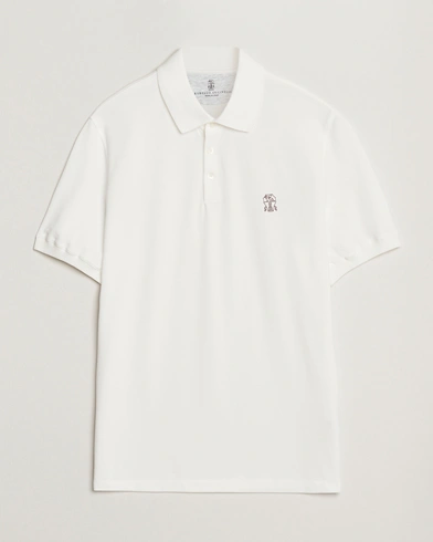 Brunello Cucinelli Short Sleeve Logo Polo Off White – White