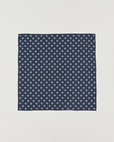 Brunello Cucinelli Printed Silk Pocket Square Navy – Blue