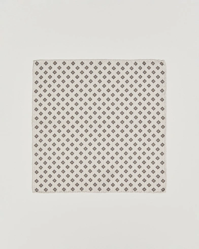 Brunello Cucinelli Printed Silk Pocket Square Ivory – White