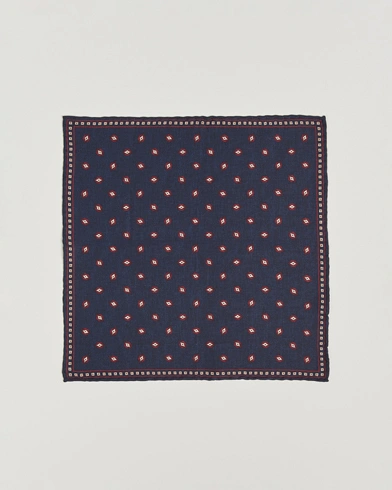 Brunello Cucinelli Printed Silk Pocket Square Navy – Blue