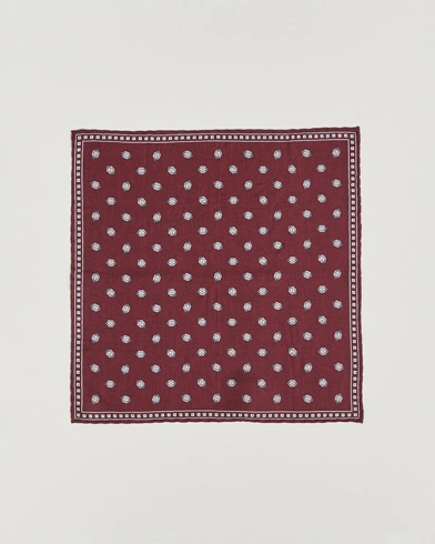 Brunello Cucinelli Printed Silk Pocket Square Burgundy – Red