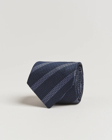 Brunello Cucinelli Regimental Stripe Silk Tie Navy – Blue