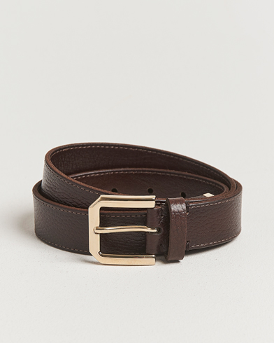 Brunello Cucinelli Grain Leather Belt Dark Brown – Brown