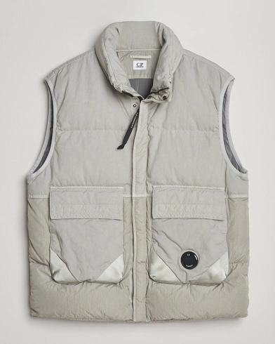 C.P. Company Eco Chrome Mixed Down Vest Light Grey – Grey